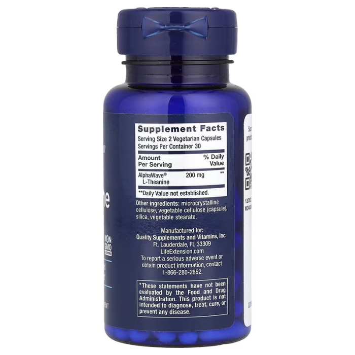 Life Extension L-Theanine 60 vcaps, L-теанин для улучшения работы мозга