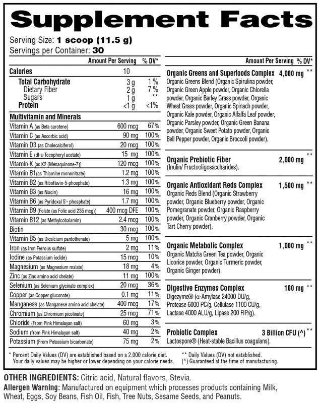 1 Up Nutrition Green & Reds Plus 375 гр. веганський суперфуд