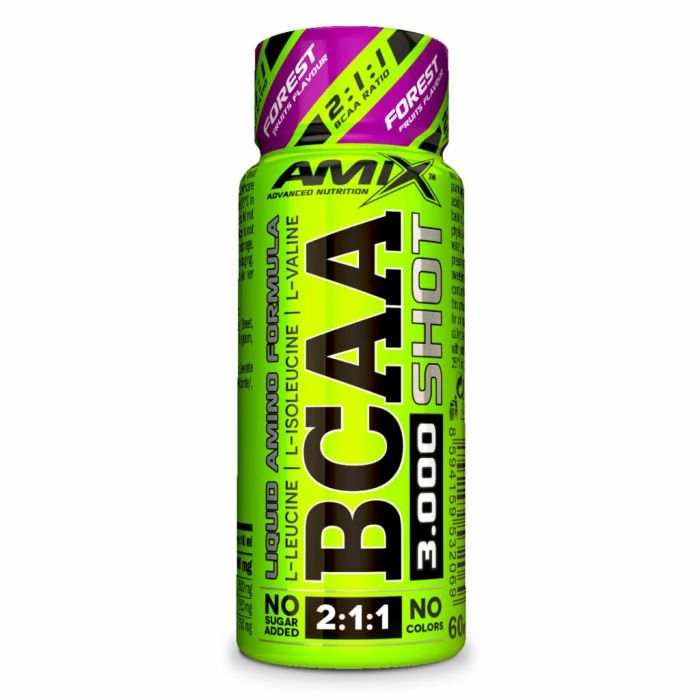 AMIX BCAA Shot 20 x 60 мл Forest Fruits — жидкие BCAA 2:1:1, 3000 мг в порции
