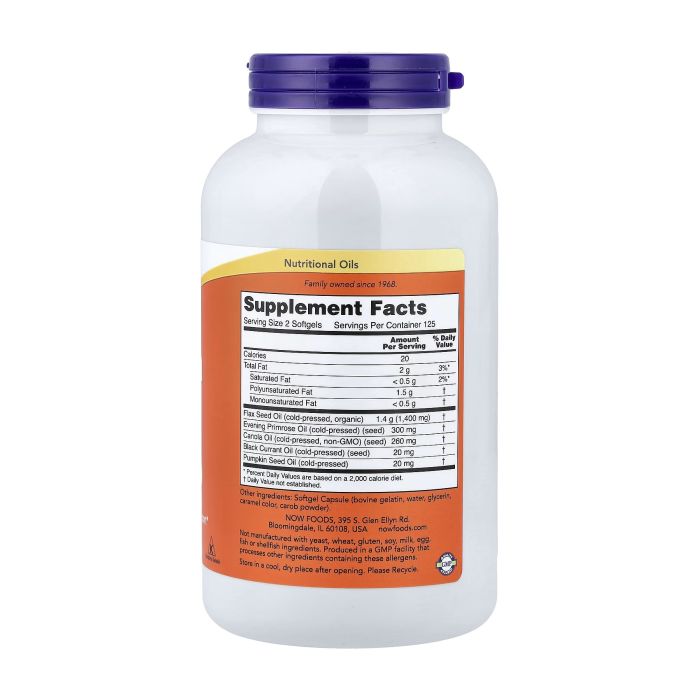 NOW Foods Omega 3-6-9 250 капсул - комплекс омега кислот для серця, судин, шкіри та суглобів