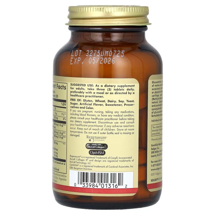 Solgar Glucosamine Hyaluronic Acid Chondroitin MSM 60 tabs, для поддержки суставов, хрящей и связок