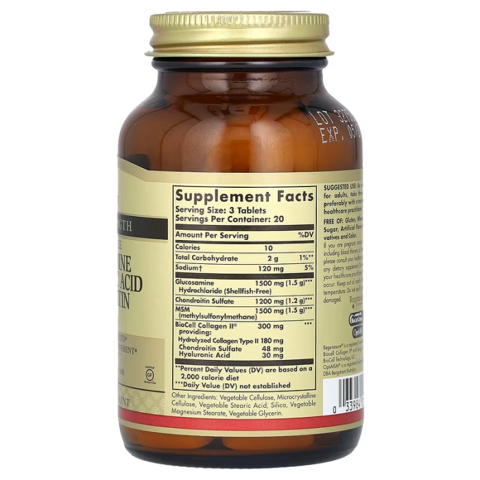 Solgar Glucosamine Hyaluronic Acid Chondroitin MSM 60 tabs, для поддержки суставов, хрящей и связок