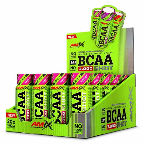 AMIX BCAA Shot 20 x 60 мл Melon — жидкие BCAA 2:1:1, 3000 мг в порции