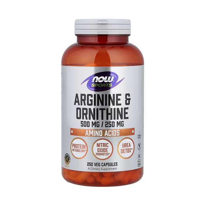 NOW Foods Sports Arginine & Ornithine 250 капсул - L-аргінін та L-орнітин