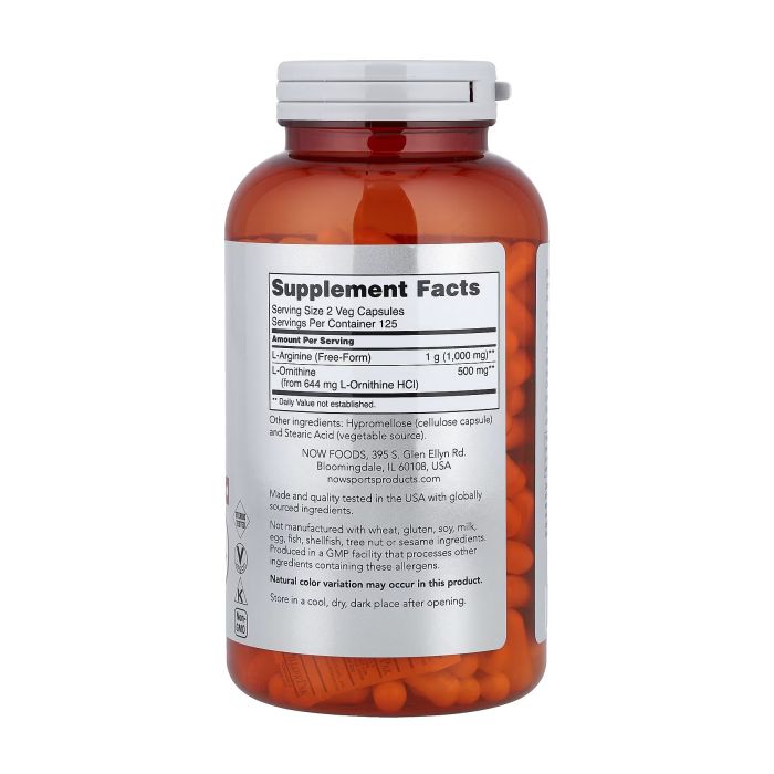 NOW Foods Sports Arginine & Ornithine 250 капсул - L-аргінін та L-орнітин