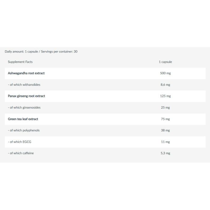 BioTech USA Ashwa+ 30 капсул - экстракт ашваганды с женьшенем