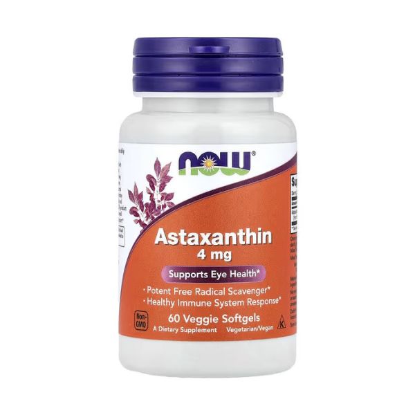 NOW Foods Astaxanthin 4 mg 60 капсул - астаксантин з мікроводорості