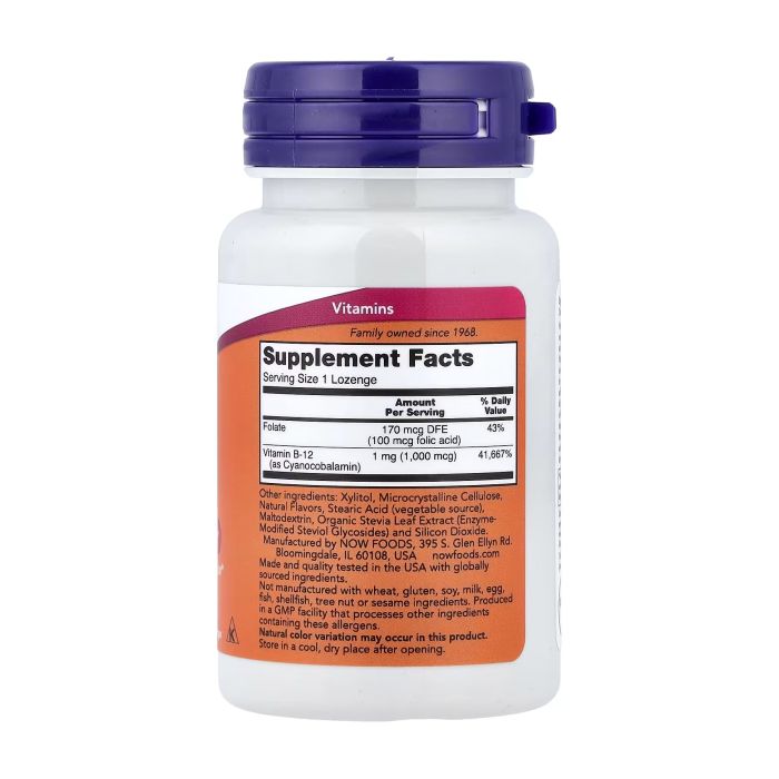 NOW Foods B-12 1000 mcg 100 пастилок - вітамін B12 для енергії та нервової системи