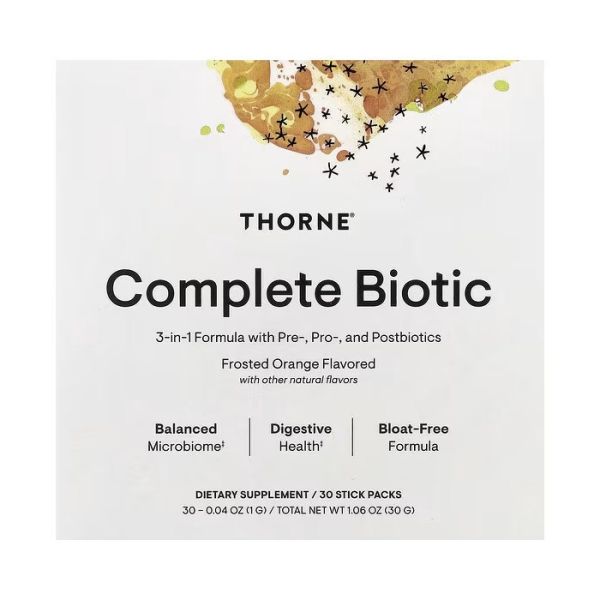 Thorne Complete Biotic Frosted Orange 30 стіків по 1 г — постбіотик, бактеріофаги та Bacillus subtilis