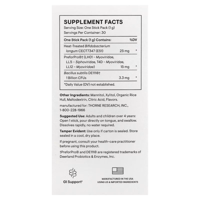 Thorne Complete Biotic Frosted Orange 30 стіків по 1 г — постбіотик, бактеріофаги та Bacillus subtilis