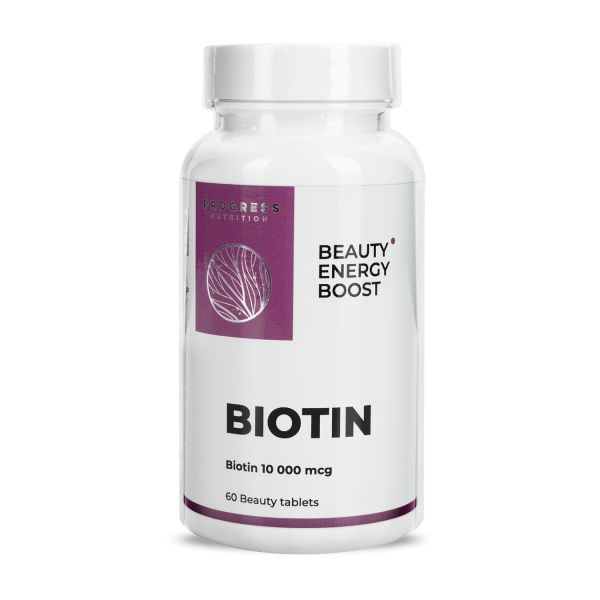 Progress Nutrition Biotin 10000 mcg 60 таблеток - біотин для волосся, шкіри та нігтів