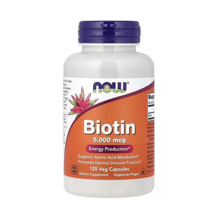 NOW Foods Biotin 5000 mcg 120 капсул - біотин (вітамін B7) для волосся та шкіри