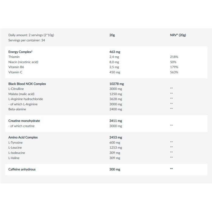 BioTech USA Black Blood NOX+ 340 г - передтренувальний комплекс із NO-блоком