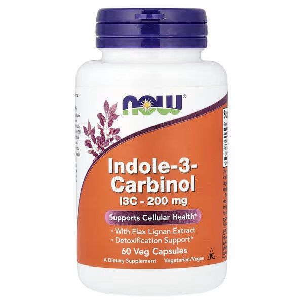 NOW Foods Indole-3-Carbinol 200 mg 60 капсул - підтримка гормонального балансу