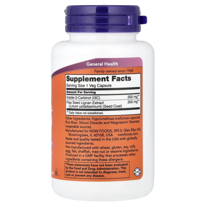 NOW Foods Indole-3-Carbinol 200 mg 60 капсул - поддержка гормонального баланса