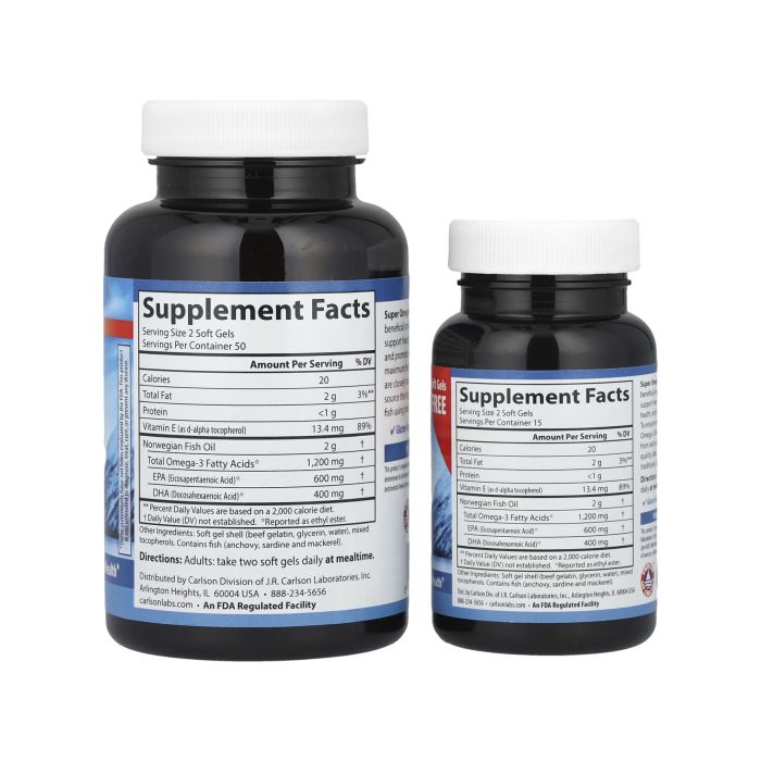 Carlson Labs Super Omega-3 gems 1200 мг, 100+30 softgels омега 3 рыбий жир