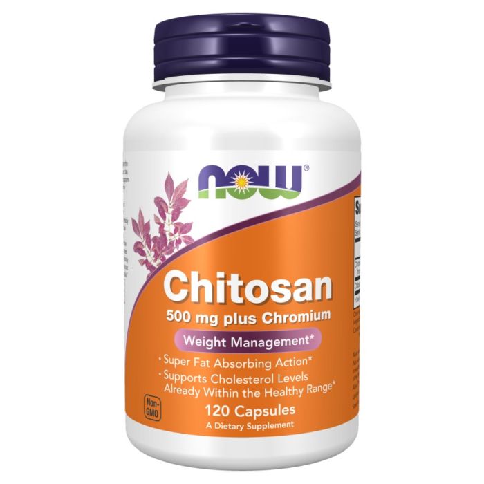 NOW Foods Chitosan 500 mg 120 капс., хитозан для связывания жиров
