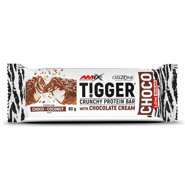 AMIX TiggerZero Choco Protein Bar 20 x 60 г Choco-Coconut — протеиновый батончик в шоколадной глазури