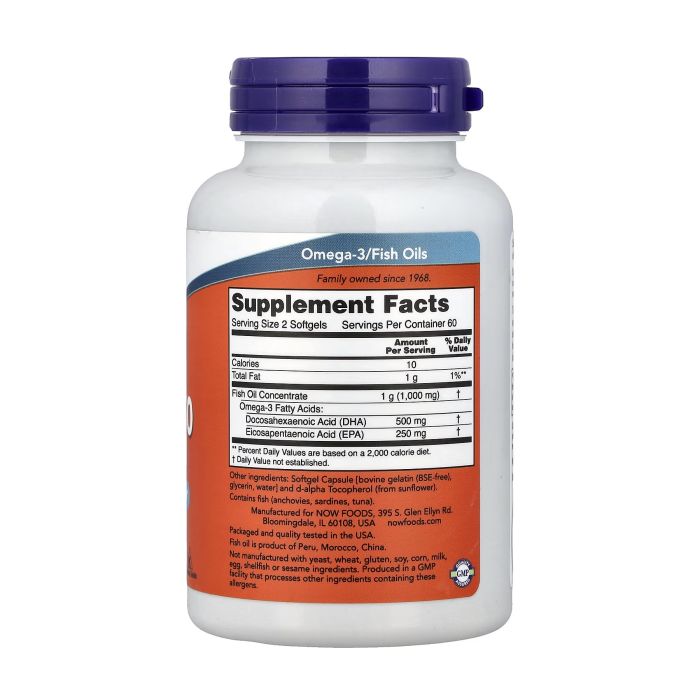NOW Foods DHA-250 Fish Oil 120 софтгелів - риб'ячий жир, омега-3