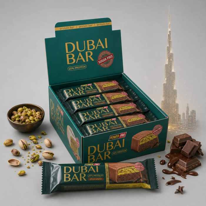 Power Pro Dubai Bar 25% Sugar free 10х50 г — протеїнові батончики зі смаком шоколаду