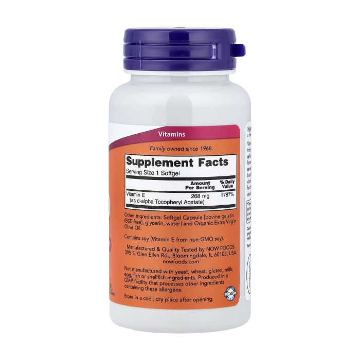 NOW Foods E-400 268 mg (400 IU) 100 софтгелів - вітамін E, d-альфа-токоферол