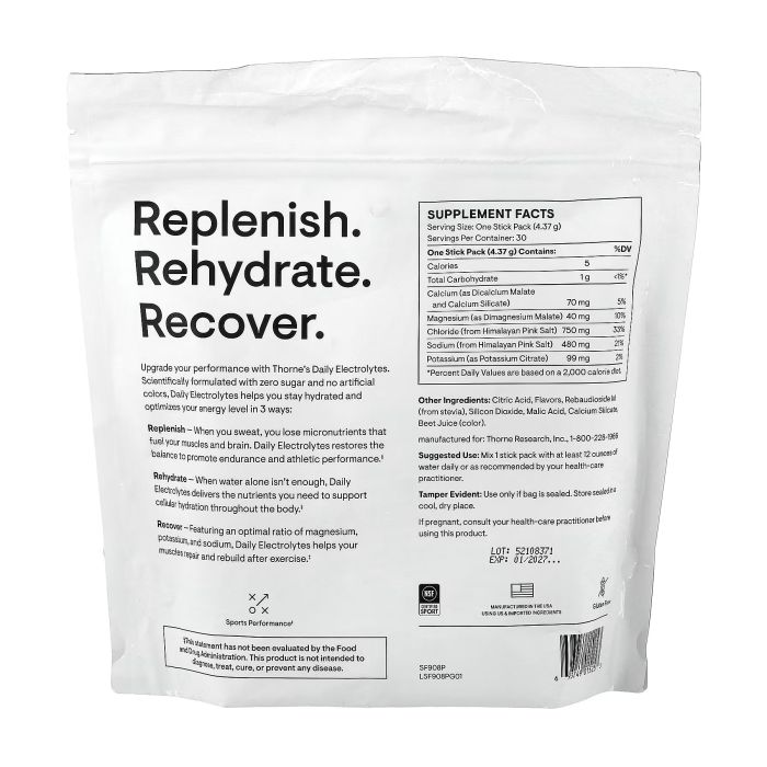 Thorne Daily Electrolytes Watermelon 30 стіків по 4,37 г — електролітна суміш