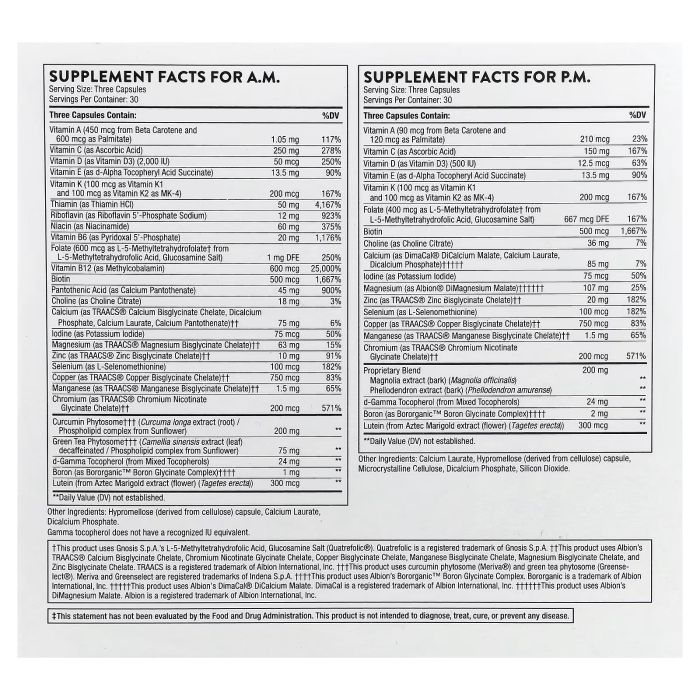 Thorne Multi-Vitamin Elite A.M. & P.M. 2 банки по 90 капсул — мультивітамінний комплекс