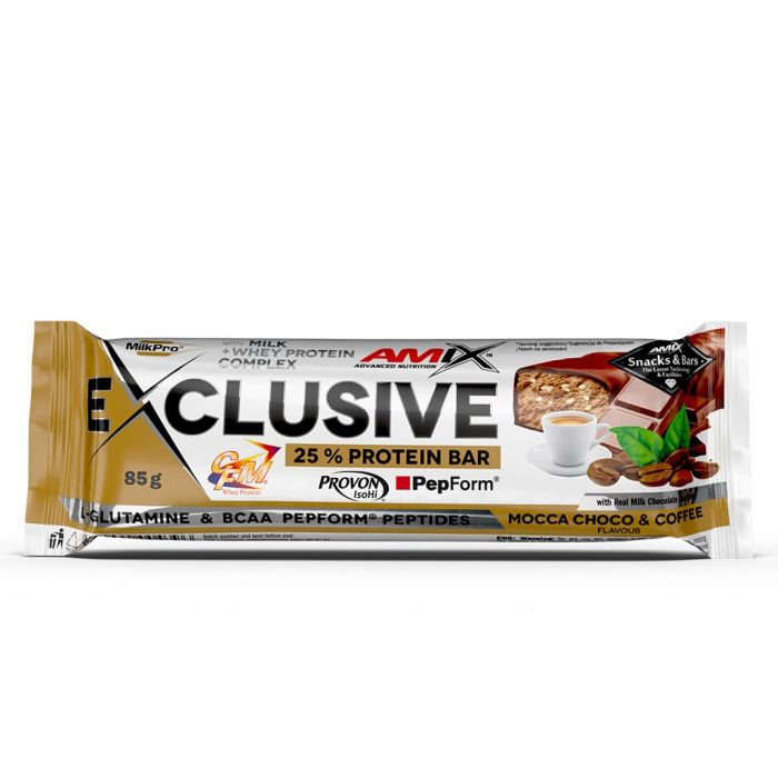 AMIX Exclusive Protein Bar 12 x 85 г Mocca Choco & Coffee — протеиновые батончики с 23,4 г белка