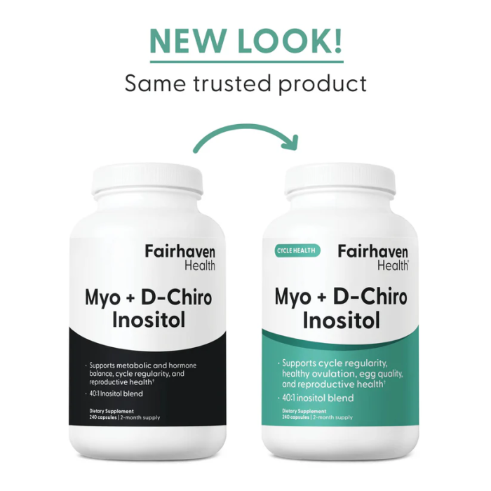 Fairhaven Health Myo + D-Chiro Inositol 240 капсул - комплекс інозитолів 40:1