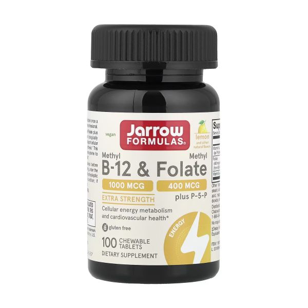 Jarrow Formulas Methyl B-12 & Methyl Folate + P-5-P 100 жевательных таблеток - активные формы B-витаминов