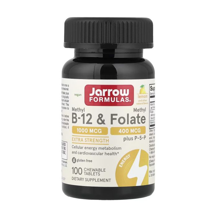 Jarrow Formulas Methyl B-12 & Methyl Folate + P-5-P 100 жувальних таблеток - активні форми B-вітамінів