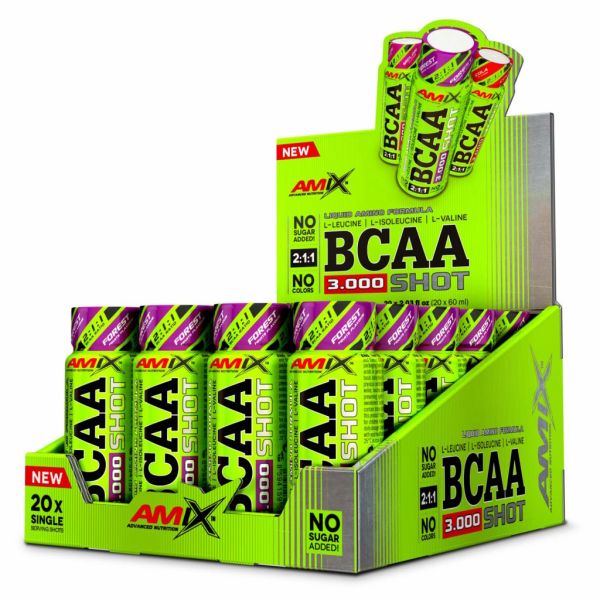 AMIX BCAA Shot 20 x 60 мл Forest Fruits — жидкие BCAA 2:1:1, 3000 мг в порции