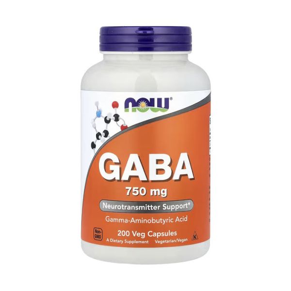 NOW Foods GABA 750 mg 200 капсул - гамма-аміномасляна кислота (ГАМК)