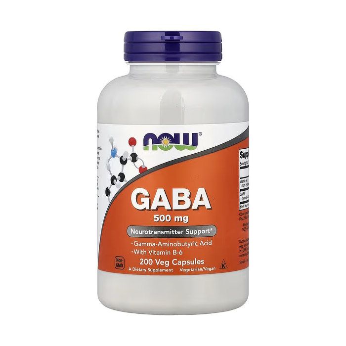 NOW Foods GABA 500 mg 200 капсул - гамма-аміномасляна кислота з вітаміном B6