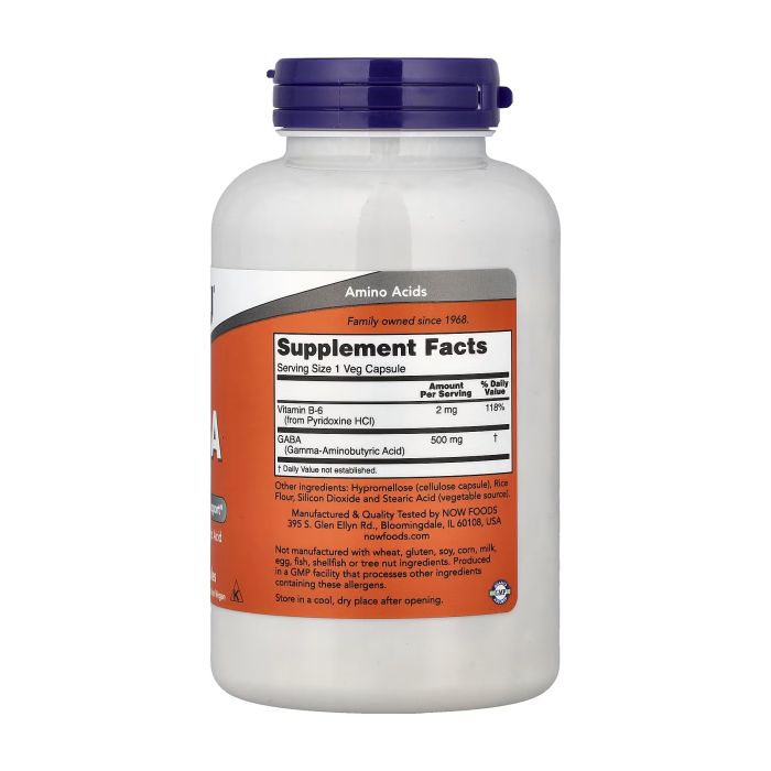 NOW Foods GABA 500 mg 200 капсул - гамма-аміномасляна кислота з вітаміном B6