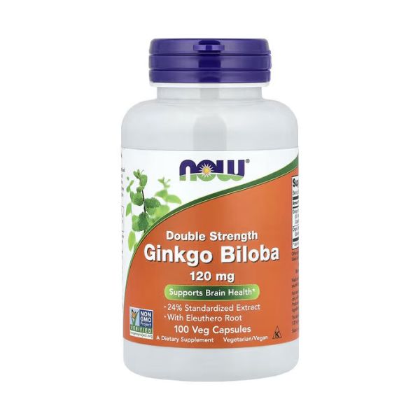 NOW Foods Ginkgo Biloba 120 mg 100 капсул - гінкго білоба з елеутерококом