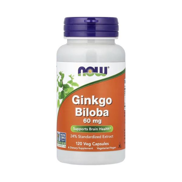 NOW Foods Ginkgo Biloba 60 mg 120 капсул - екстракт листя гінкго білоба 24%