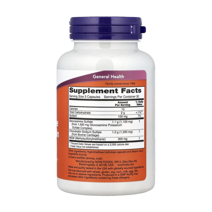 NOW Foods Glucosamine & Chondroitin with MSM 90 капсул - глюкозамин хондроитин MSM