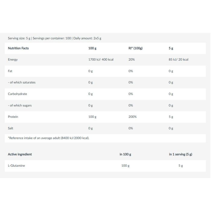 BioTech USA 100% L-Glutamine 500 г - чистий L-глутамін в порошку
