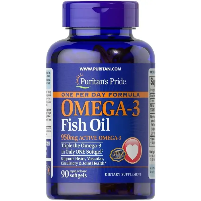 Puritan's Pride One Per Day Omega 3 Fish Oil 950 mg 90 sgels, омега 3, рыбий жир высокой концентрации
