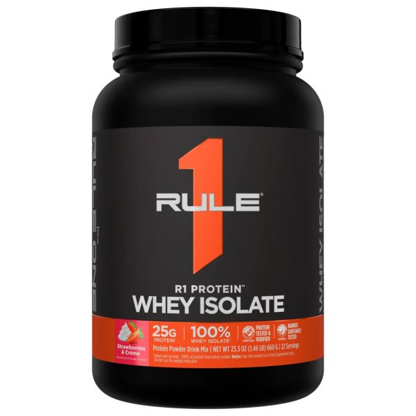 Rule 1 R1 Protein Whey Isolate, 660 г — ізолят сироватки, Strawberries & Crème