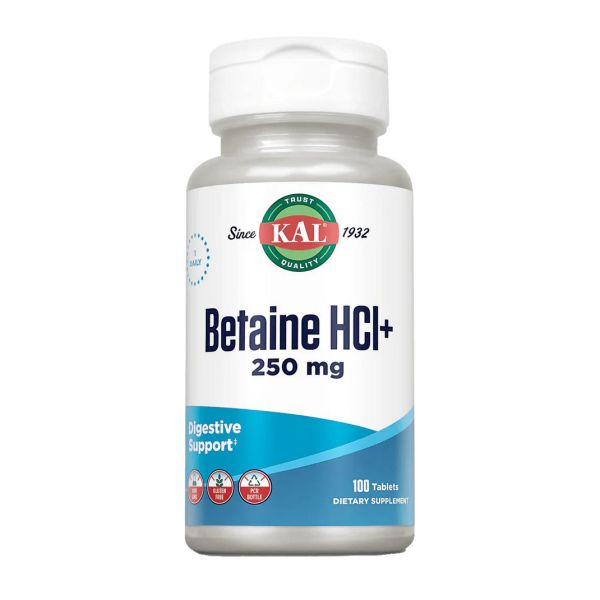 KAL Betaine HCl+ - 100 таб, бетаин гидрохлорид для пищеварения