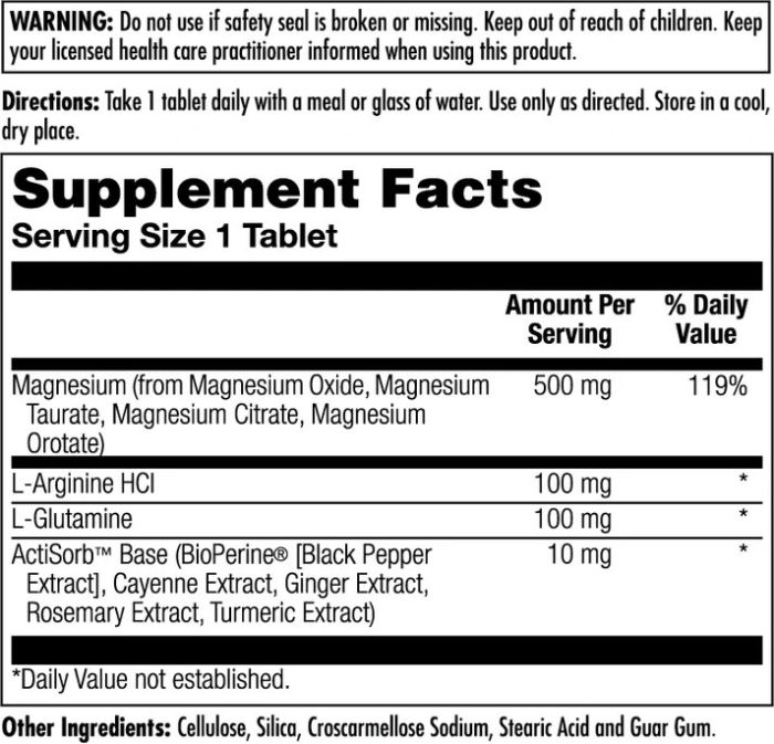 KAL Magnesium One Daily 500 mg - 60 таб, магний с аргинином и глютамином