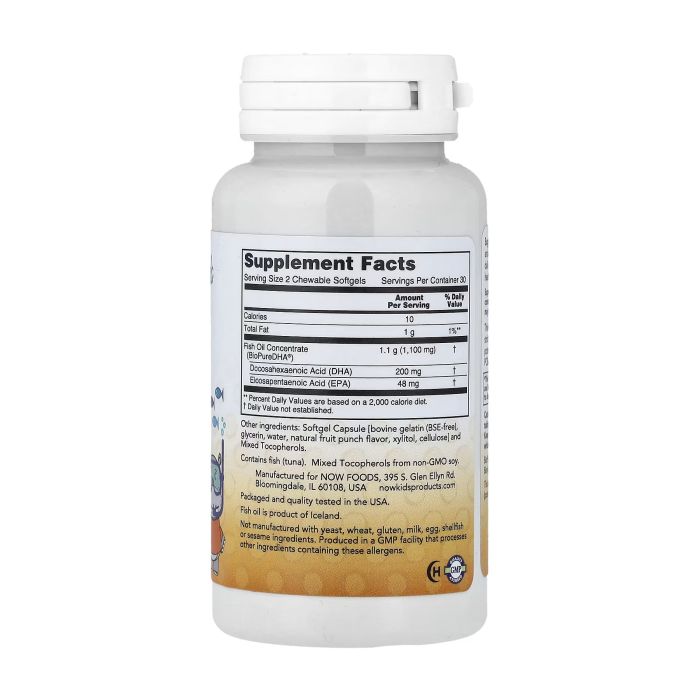 NOW Foods Kids DHA Fish Oil 60 софтгелів - дитячий риб'ячий жир з омега-3
