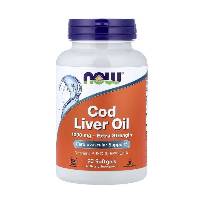 NOW Foods Cod Liver Oil 1000 mg 90 капсул - риб'ячий жир із печінки тріски з вітамінами A і D3