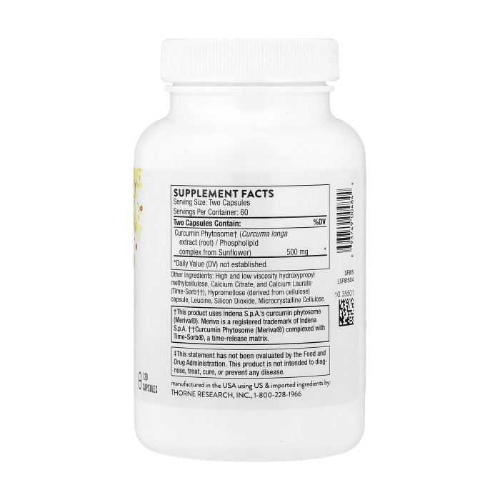 Thorne Curcumin Phytosome Sustained Release 120 капсул — куркумін Meriva уповільненого вивільнення