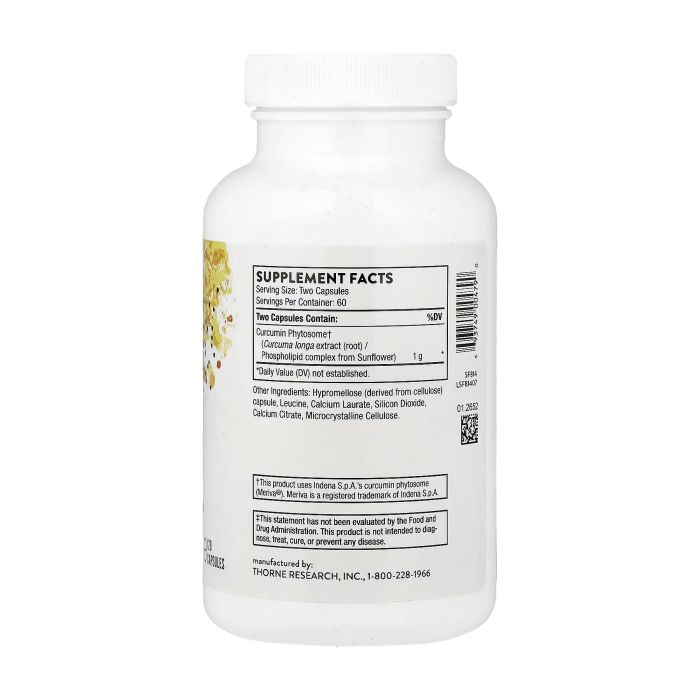 Thorne Curcumin Phytosome 120 капсул — 1 г фітосоми куркуміну Meriva на порцію