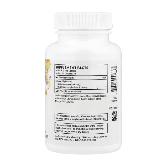 Thorne Curcumin Phytosome 60 капсул — 1 г фитосомы куркумина Meriva на порцию