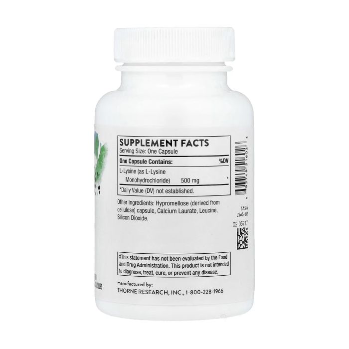 Thorne Lysine 500 мг 60 капсул — L-лізин в одній капсулі