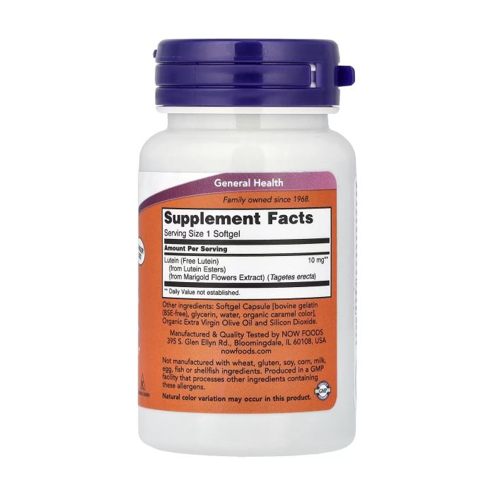NOW Foods Lutein 10 mg 120 софтгелів - лютеїн з екстракту чорнобривців